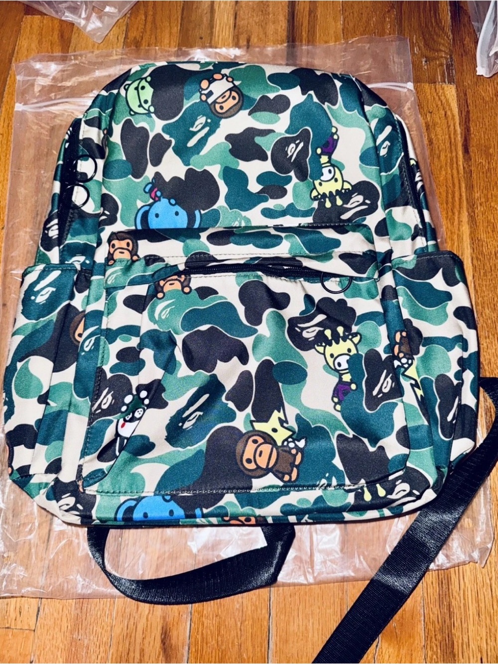 Bape Green Camo Ape Head Print Backpack
